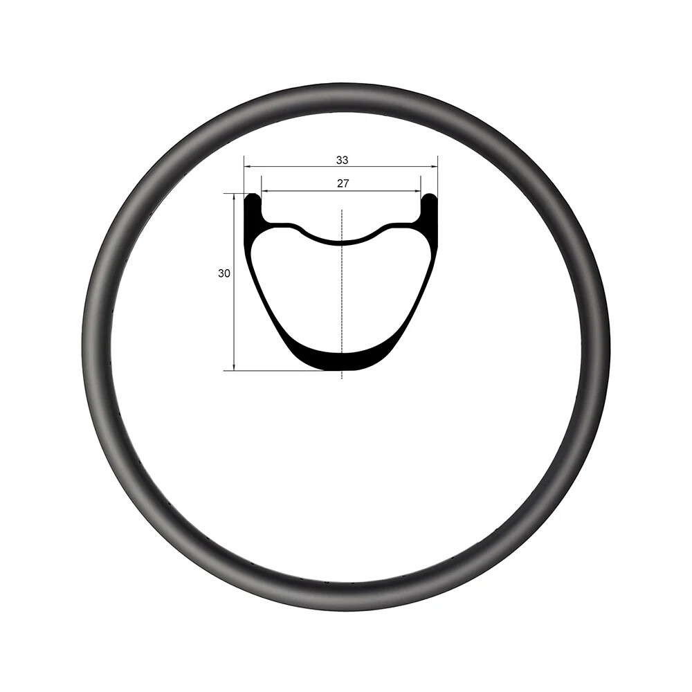 27.5er MTB Bicycle Carbon Rim Asymmetry/Symmetry Tubeless Depth 33mm Width 30mm