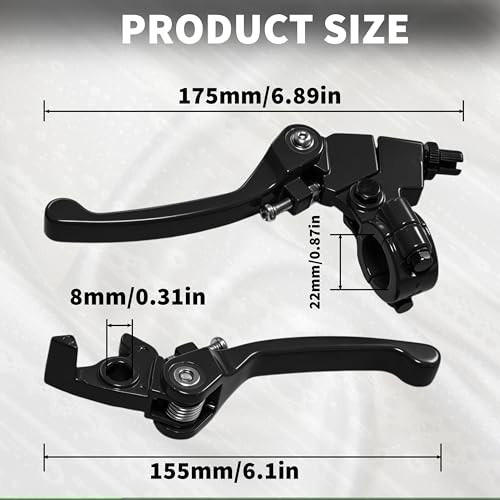 Dirt Bike Folding Clutch Brake Lever Set – 7/8″ (22mm) Aluminum Levers Black