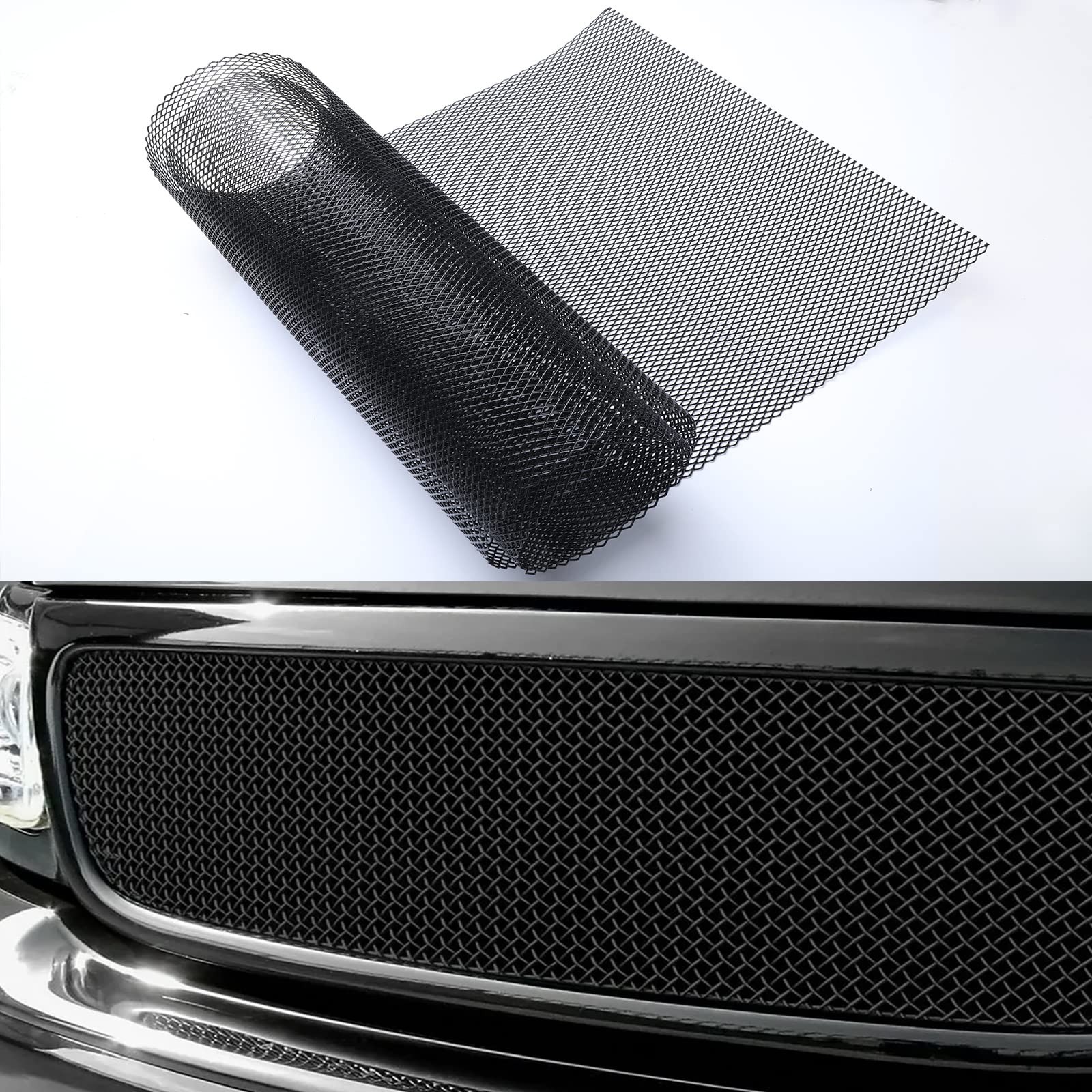 47″X16″ Universal Black Metal Mesh: Aluminum Alloy 3 x 6mm Rhombic Hole Car G…