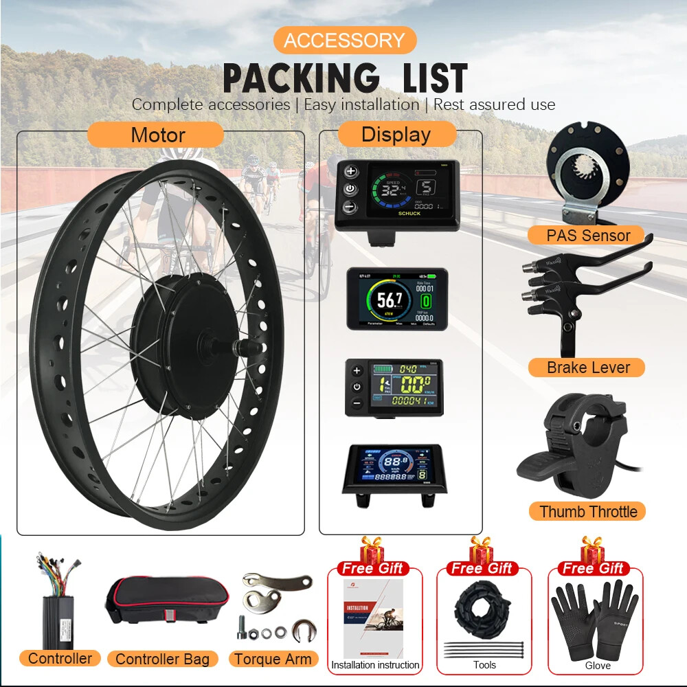 48V 1500W 20 24 26in Snow E-bicycle Fat Brushless Gearless Rear Rotate Hub Motor