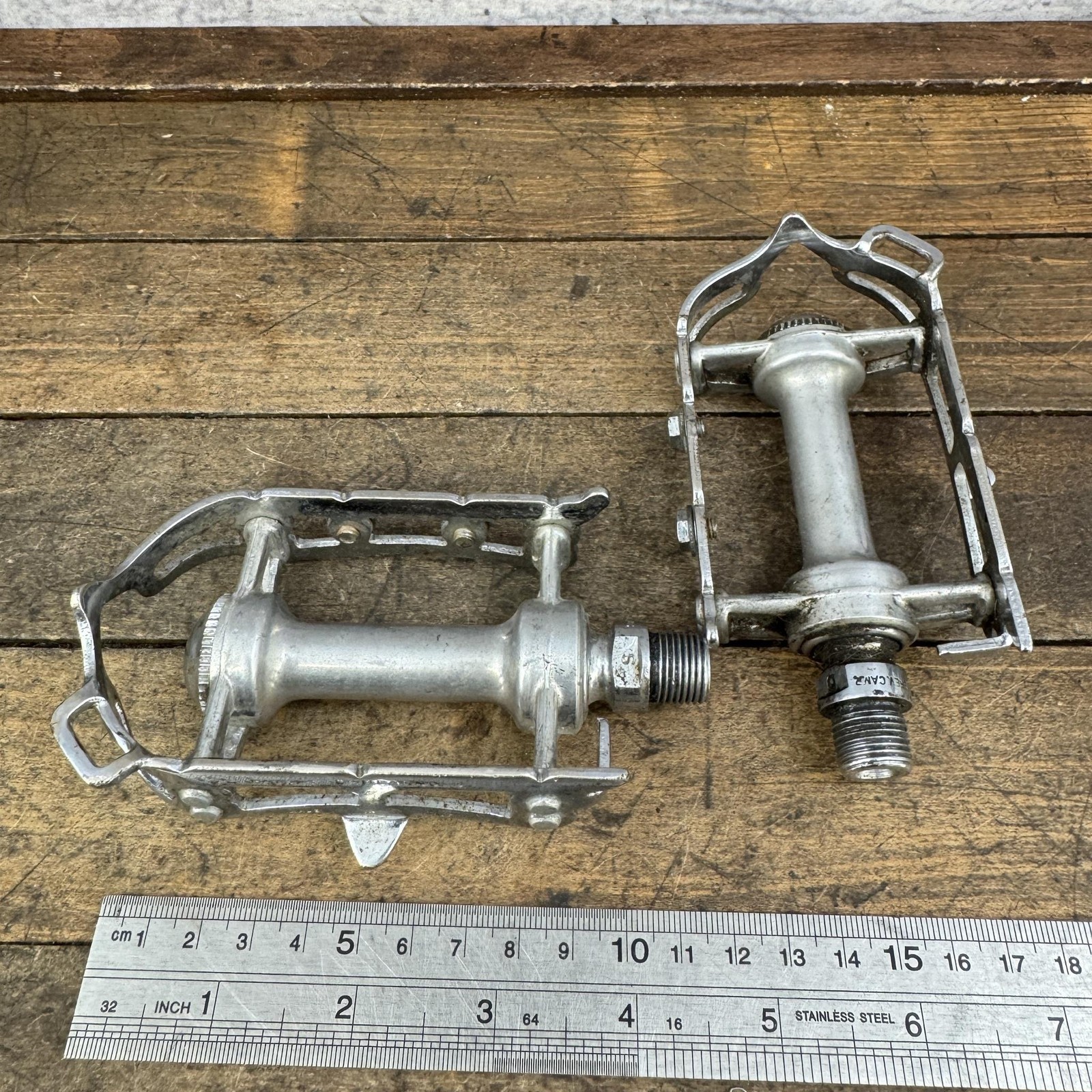 Vintage Campagnolo Record Pedals 9/16 In Silver Quill Road Bike Italy Eroica