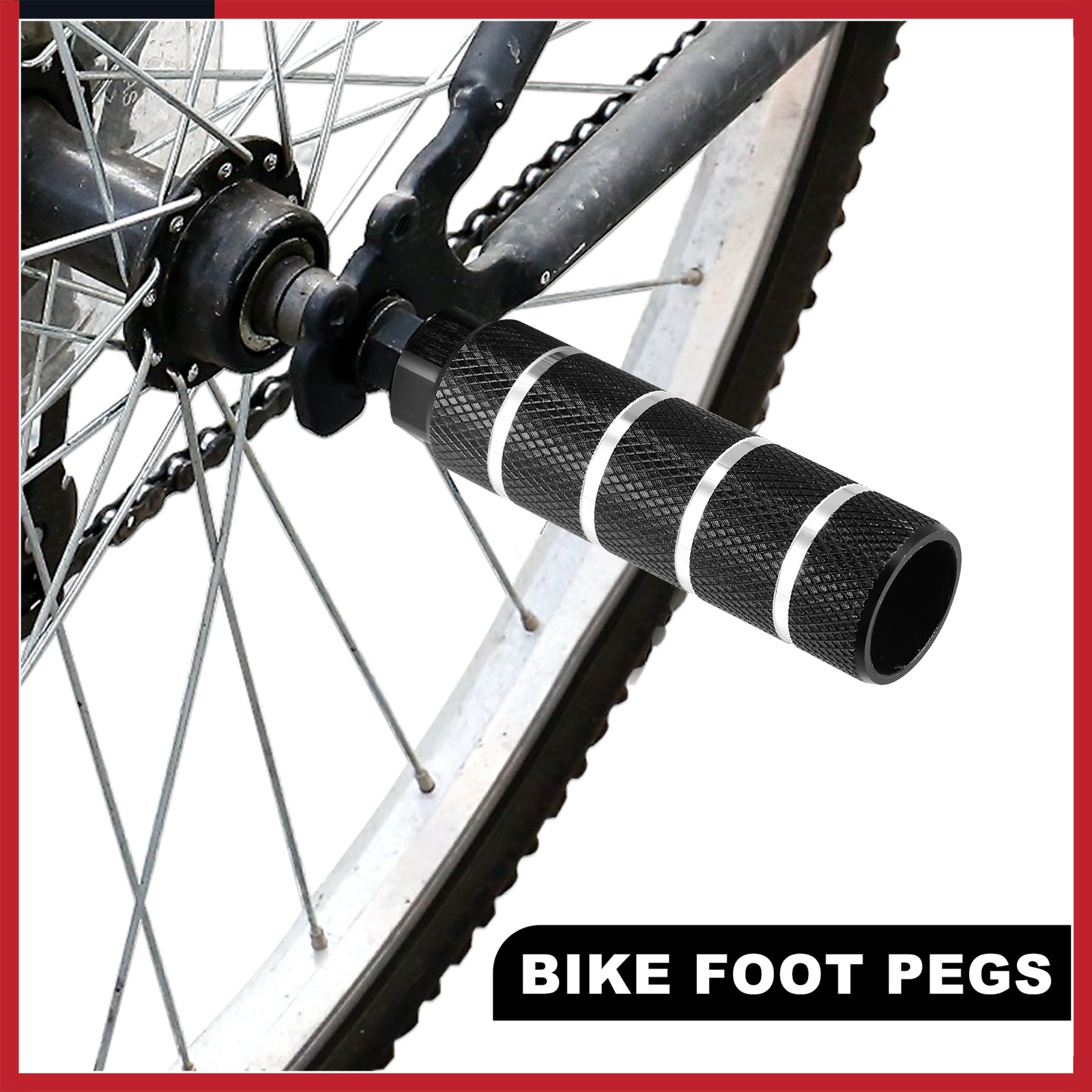 4pc Aluminum Alloy Rear Foot Pegs Black for BMX MTB Bike Fit 3/8 inch Axles New