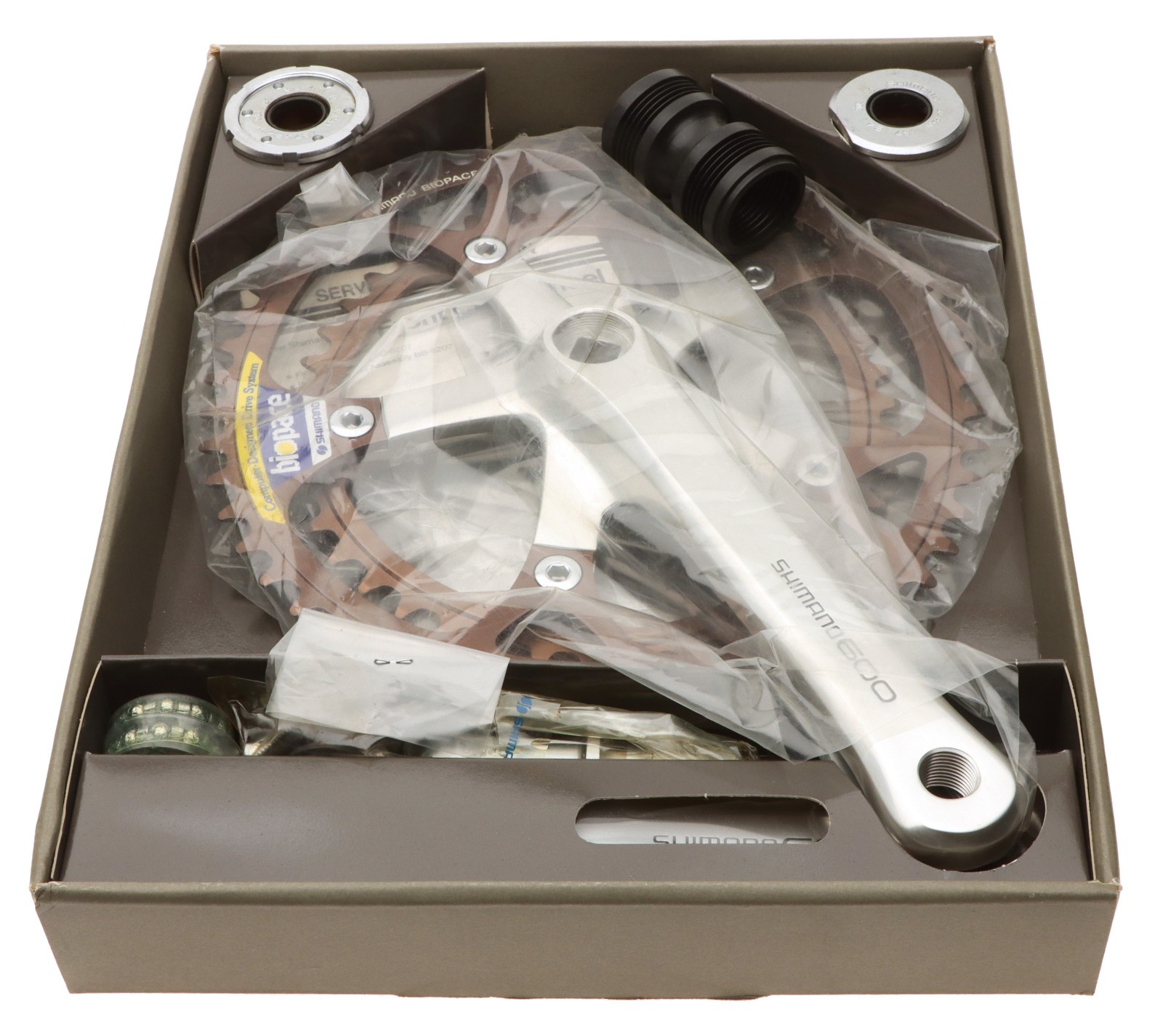 Shimano 600 EX FC-M6207 Biopace 6 Speed Crank w/BB 165mm Silver 52/42 NOS NEW