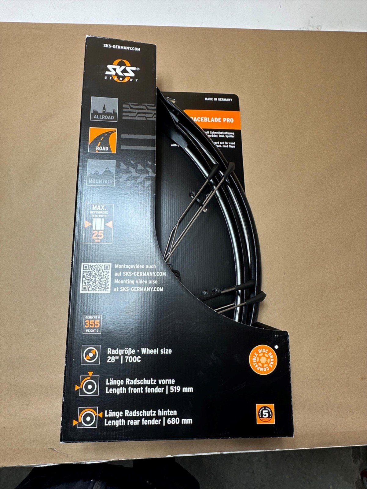 Pair SKS Germany Raceblade Pro 28″ Bicycle Fender Set Black