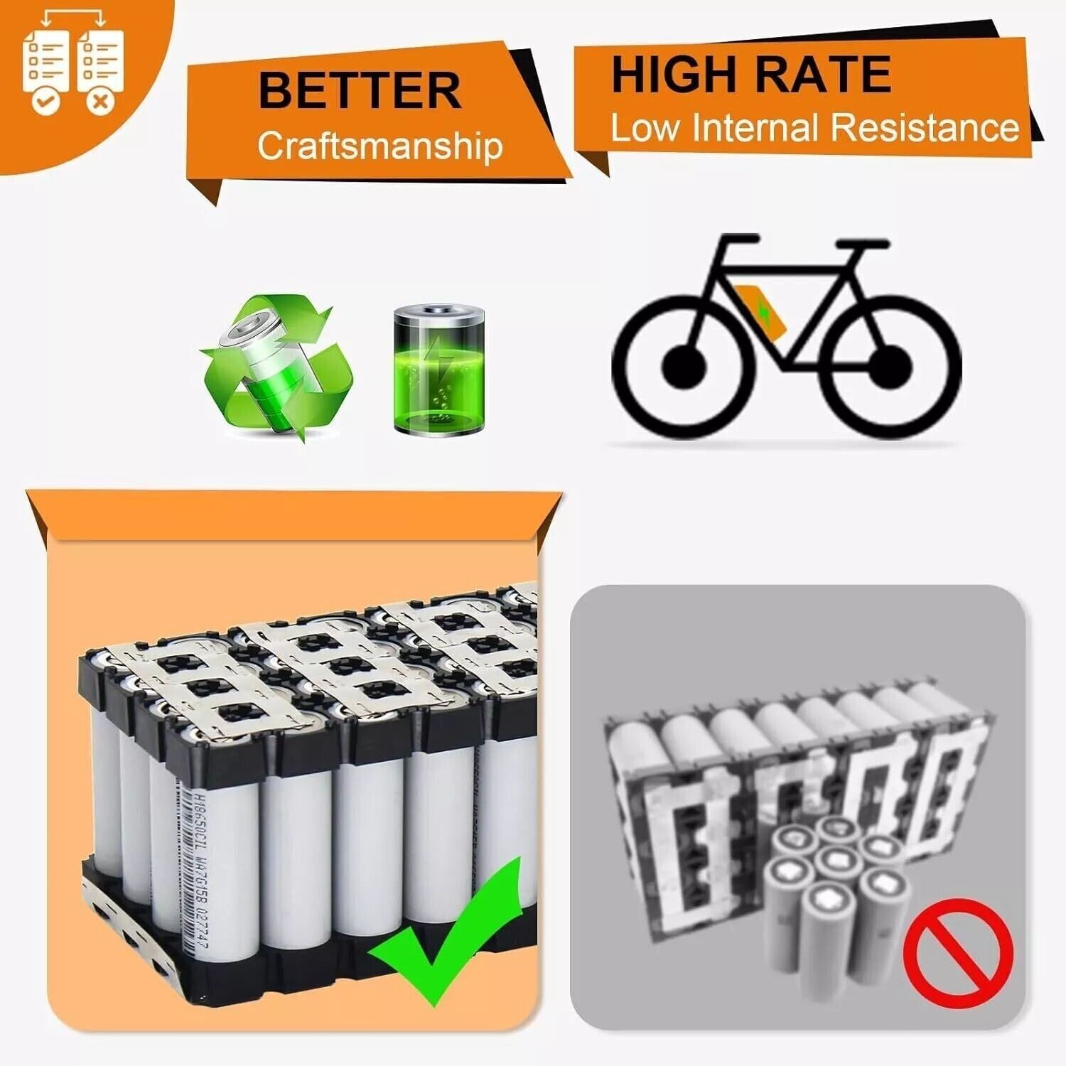 Ebike Battery 36V 48V 52V Electric bike Bicycle Motor lithium Battery 30/40A BMS