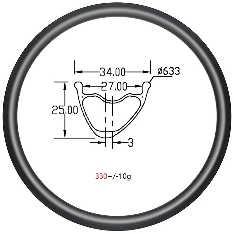 29 Inch Mountain Bike Carbon Rim 25mm Deep UD Matte Glossy Clinchers Tubeless