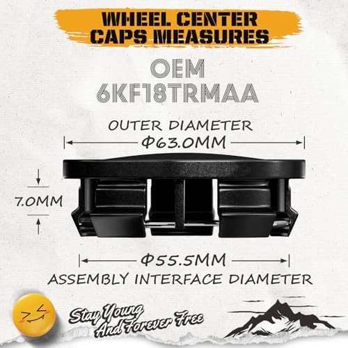 2.5Inch 63MM Wheel Center Caps for Dodge Outer 63MM , Inner 56MM Matte Black