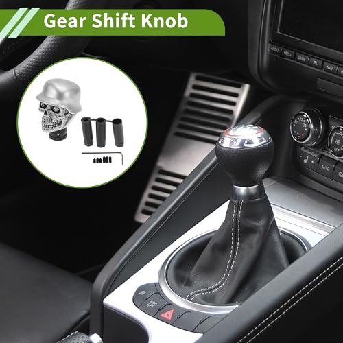 8.6cm Skull Shift Knob Universal Gear Shifter Knob Resin Stick Silver Tone