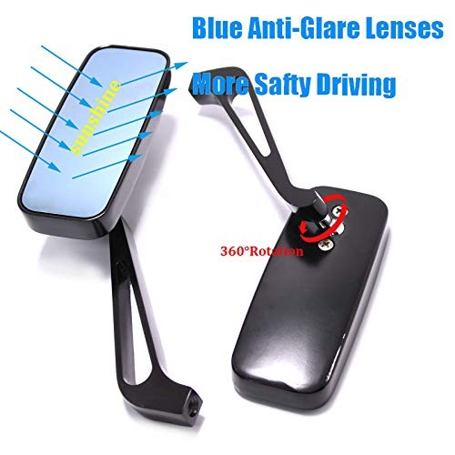 Black Devilmotor Rectangle Motorcycle Bobber Mirrors with Black Frame