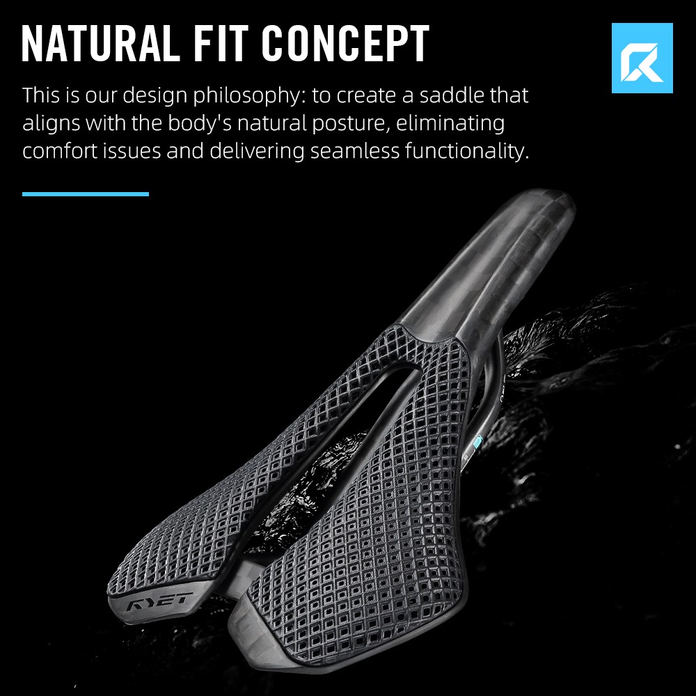 RYET Ultralight Carbon Bike Saddle 240x143mm 3D Printed Rail for Road MTB Gravel