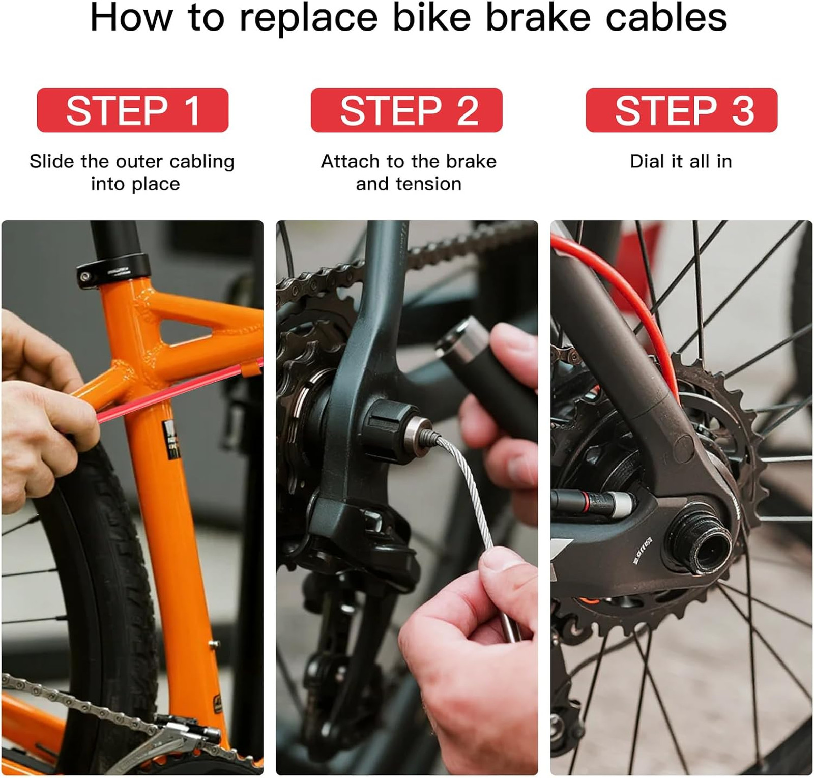 Bicycle Brake Cable Gear Wires Set with End Caps 3 Meters for Mountain Road