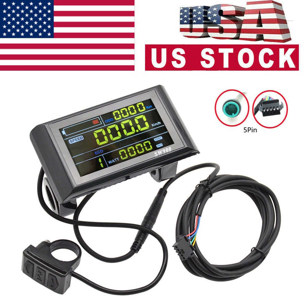 24V/36V/48V/60V E-Bike SW900 Colorful LCD Meter Panel Display SM&WP Plug AEU US