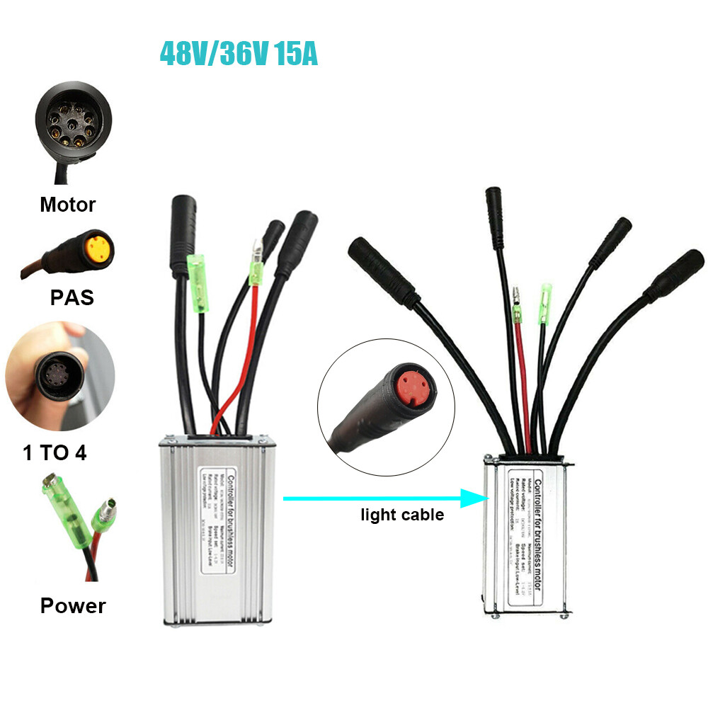 KT 48V 36V 15A Controller 250W 350W Brushless Motor PAS Electric Bicycle light