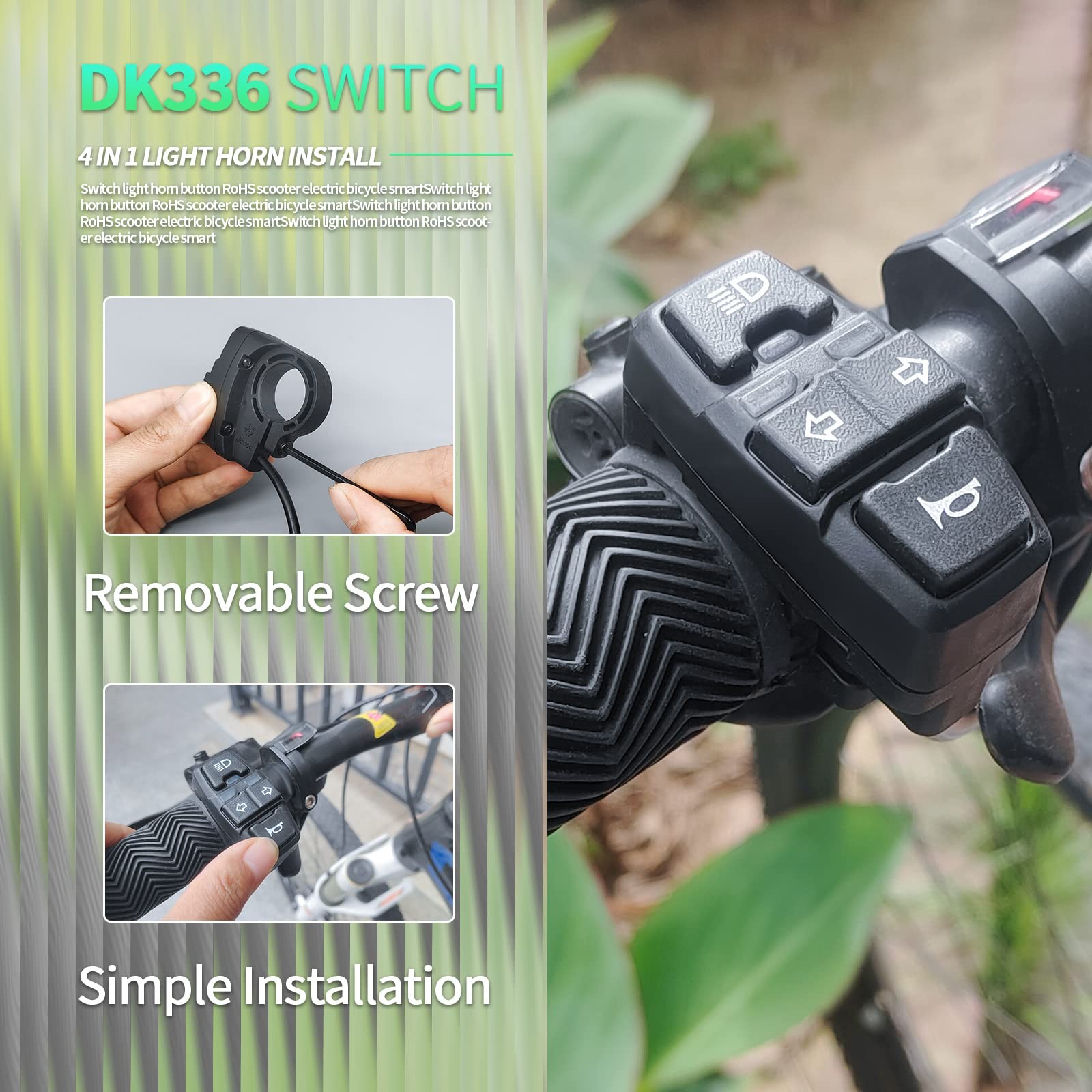 E-Bike Light Switch DK336 Ebike Lamp and Horn Switch for Electric Bike Scoote…