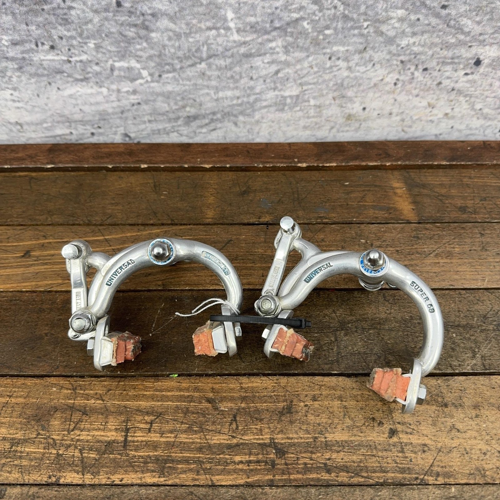 Vintage Universal Super 68 Caliper Brakes Set Silver Road Bike Side Pull Italy