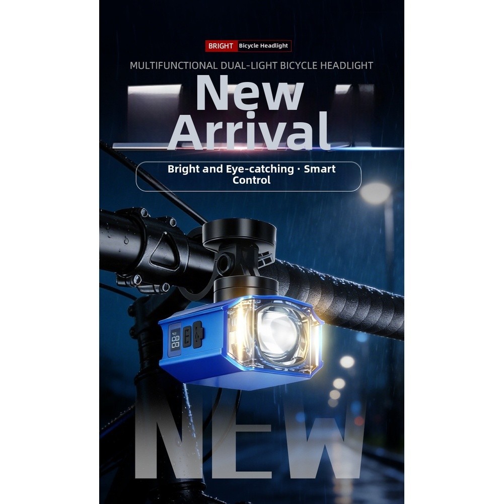 USB-C Powered Front Light for Bicycles Aluminum Body Remote Dual Light Control