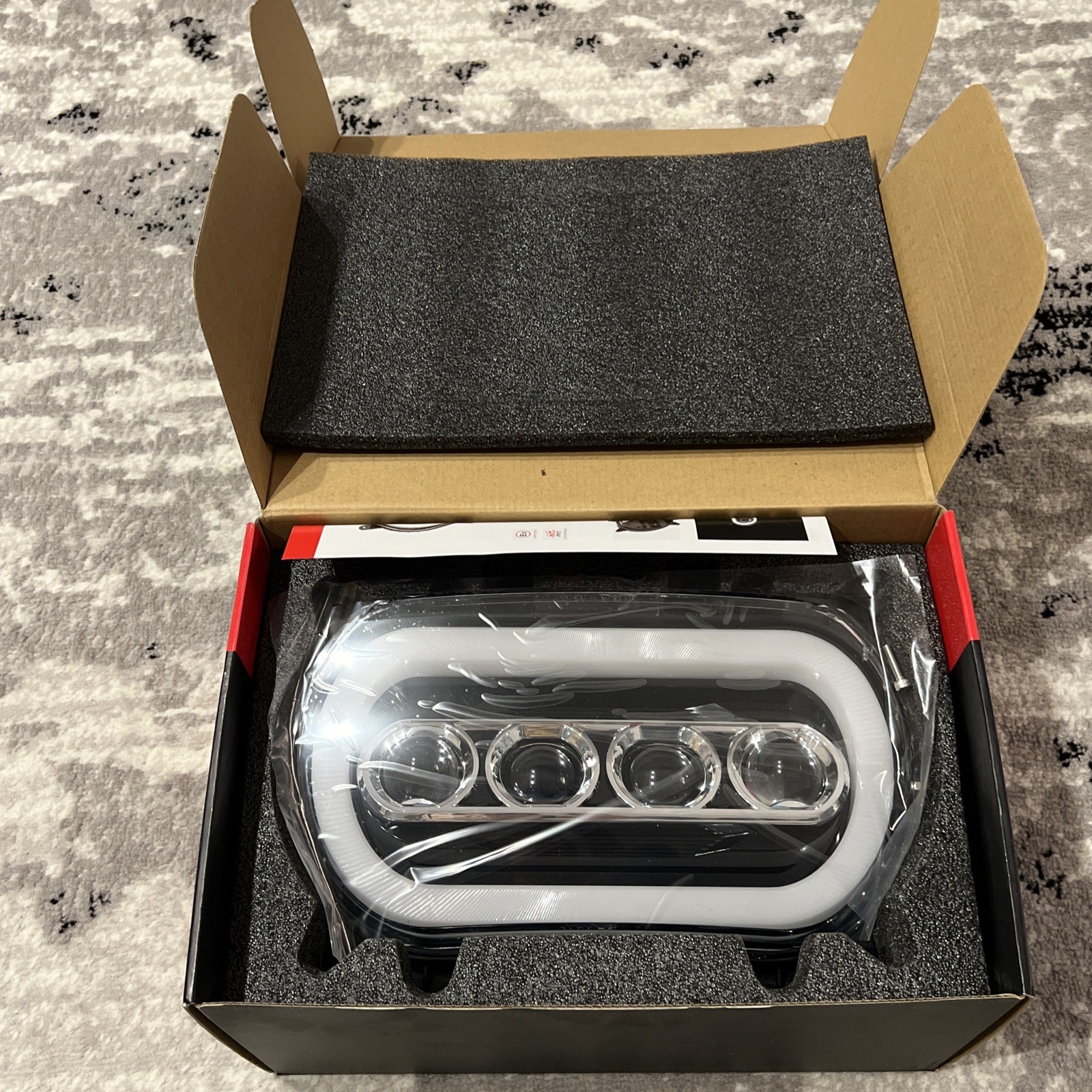 LX-LIGHT 120W High Power Motorcycles LED Headlight with DRL EMC Compatible Openb