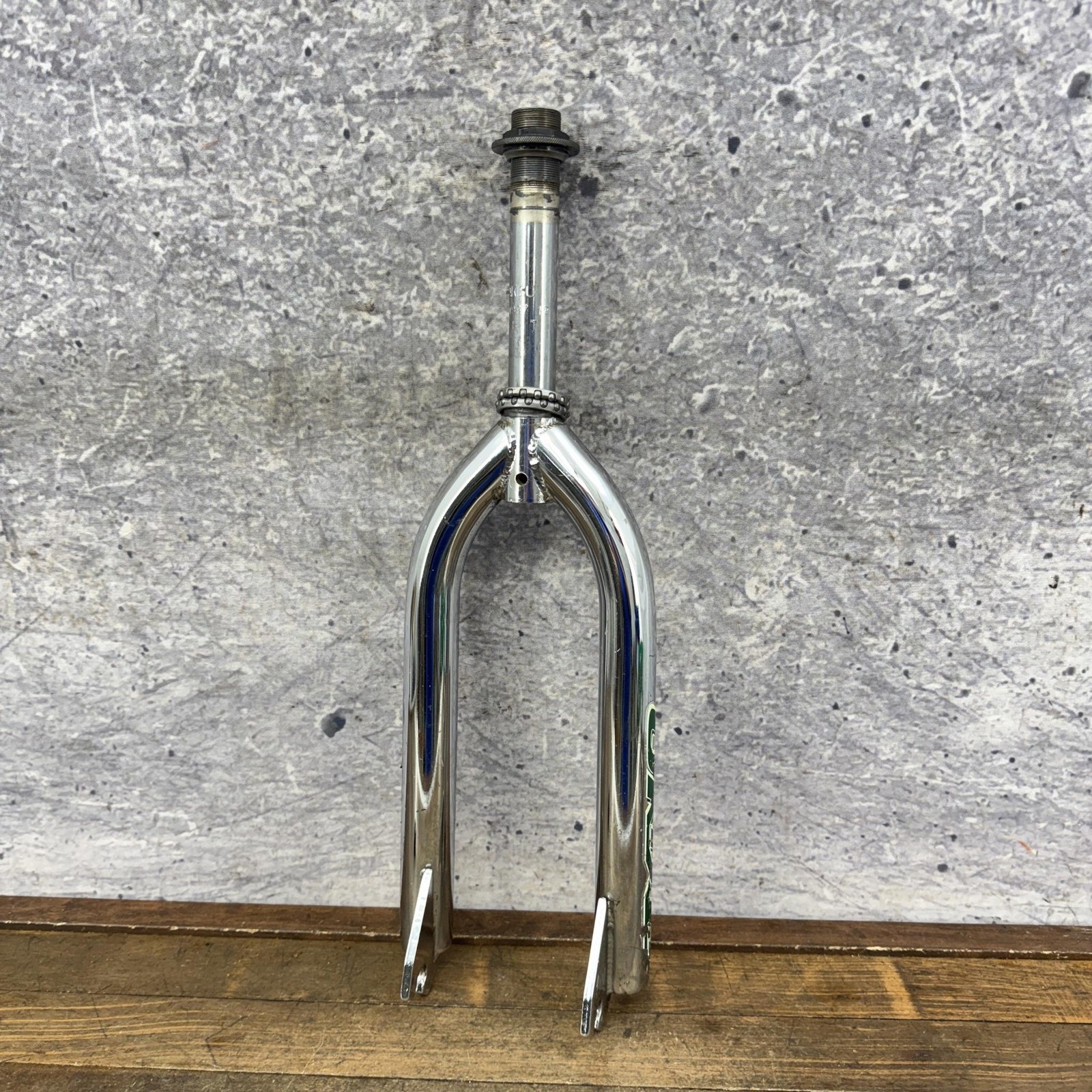 Vintage Akisu Dyno BMX Fork 20in 1 In Threaded Chrome Green 1997 Old School OG
