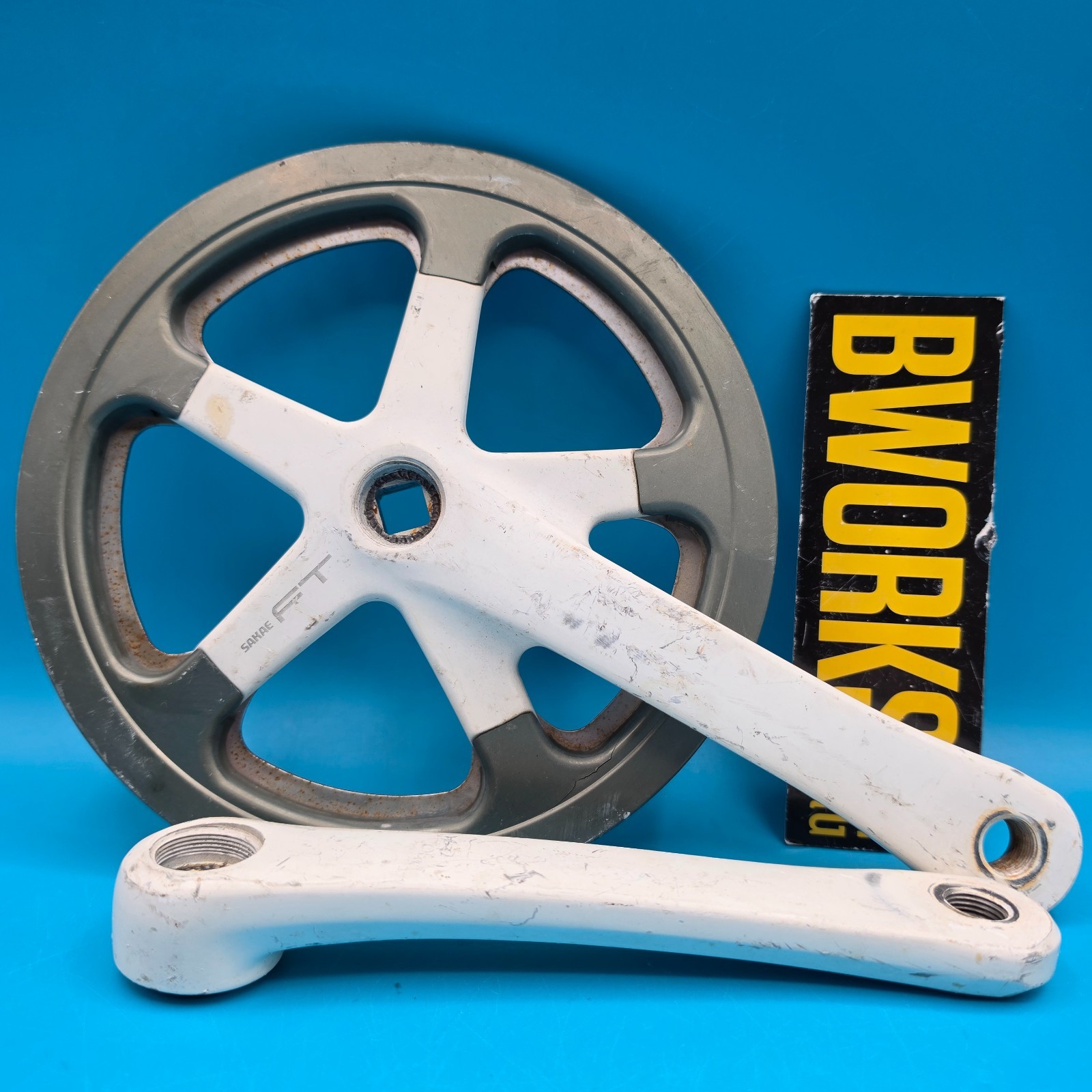Sakae FT Single Speed Square Taper Crankset 170mm 46 Tooth White Alloy f22