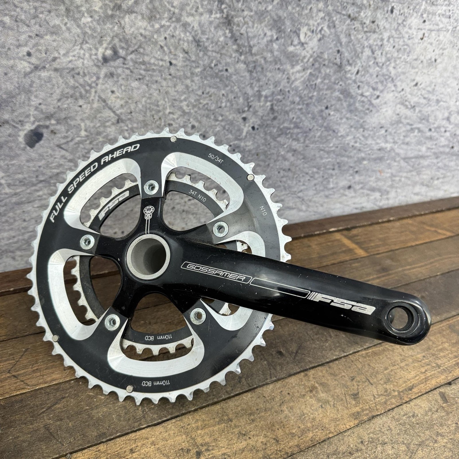 FSA Gossamer Crankset 172.5mm BB30 50/34T 110mm BCD Road Double Black Bike