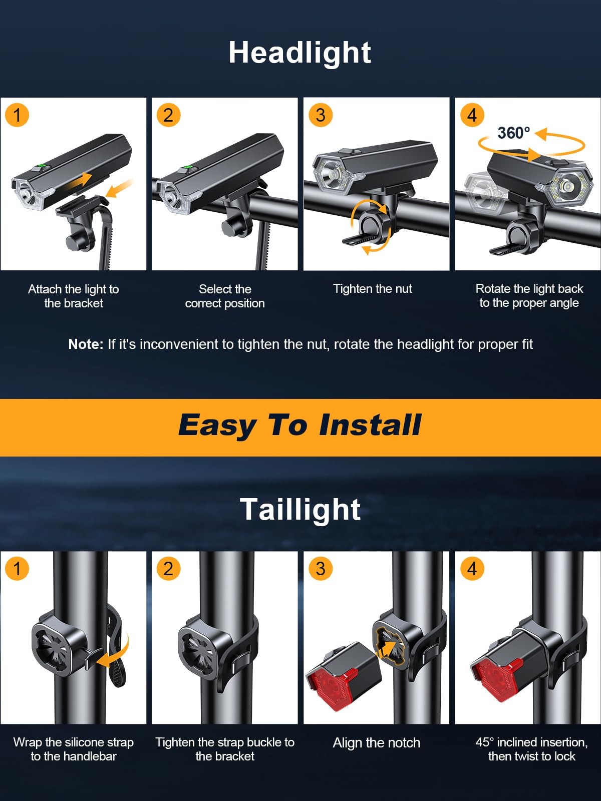 2026 New 1000 Lumen Super Bright Bike Lights with Side Light, 4+6 Modes Recha…