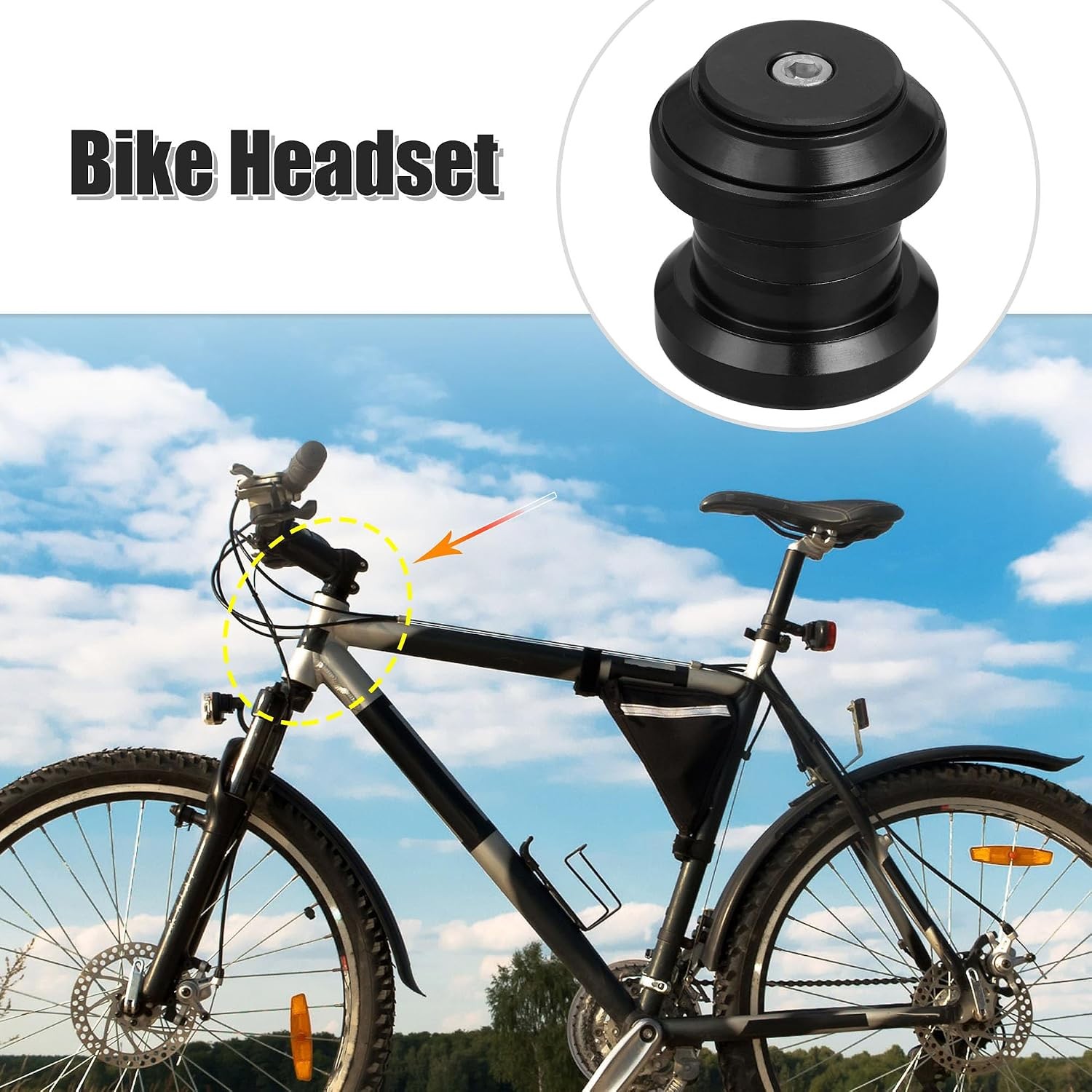 X AUTOHAUX 34mm 1-1/8″ Threadless Bicycle Headset Combo Bike Threadless External