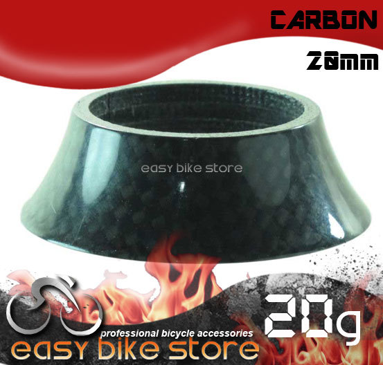 New 3k Full Carbon Glossy Conical Tapered Spacer 20mm Luster Black ROAD /USPS