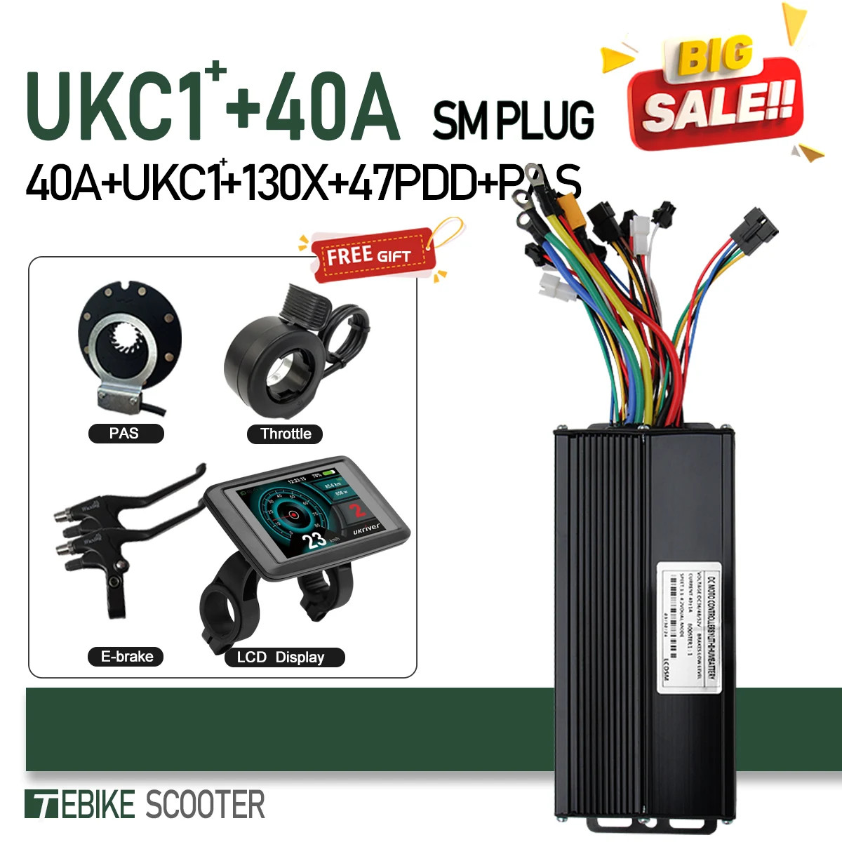 E-bike Sine Wave 3 Mode Controller 17A 26A 30A 40A with Display Hub Motor