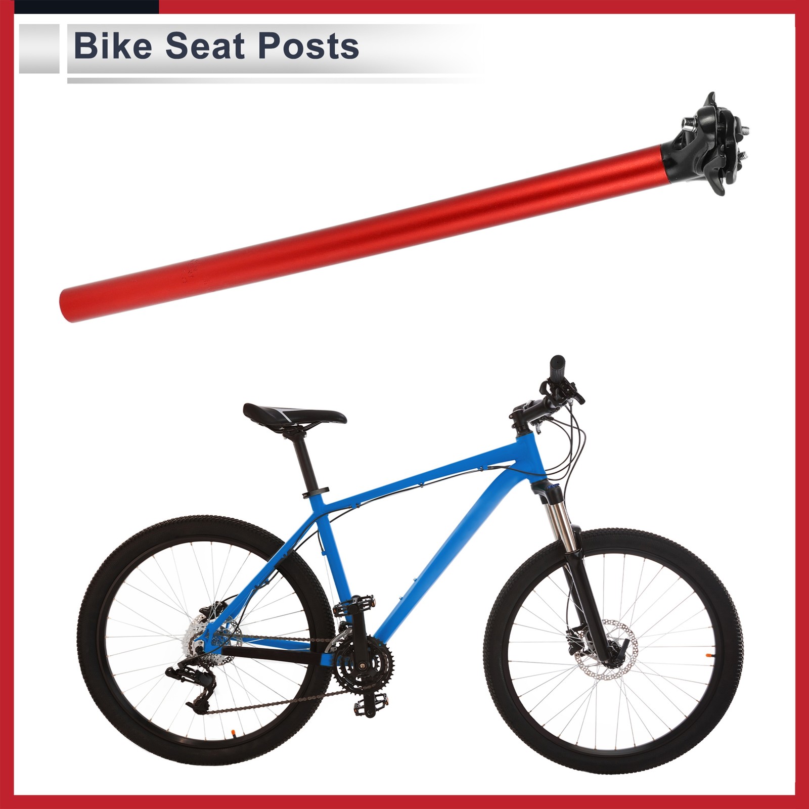 Bike Seat Posts 27.2x500mm Adjustable with Fixing Clip Aluminum Alloy