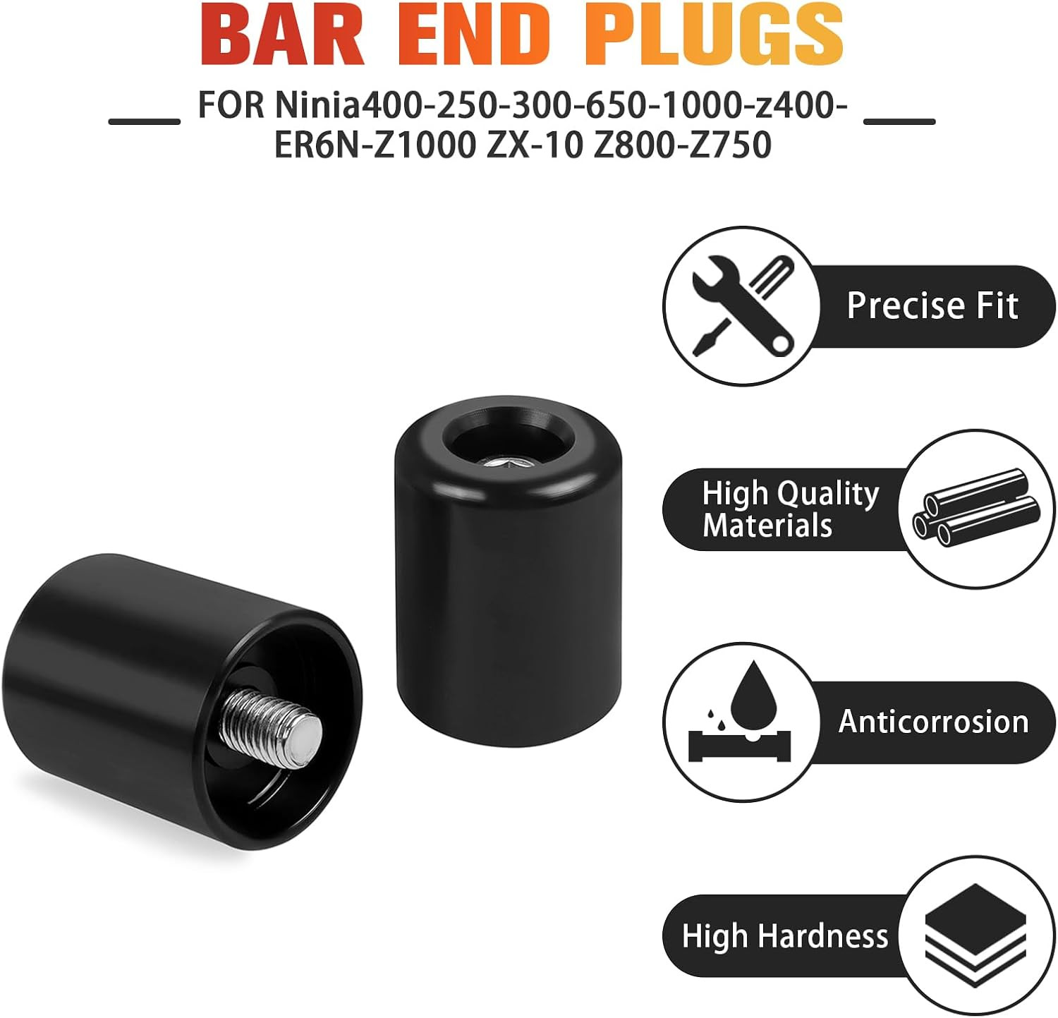 Handle Bar Ends Plug Caps for Ninja400 ABS 2018-2022 ZX-10R 2006-2015 ZX-6R 2000
