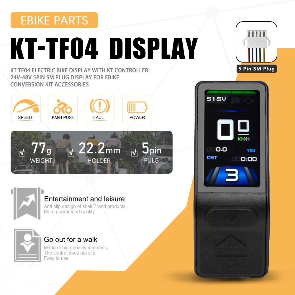 Ebike LCD Display Meter 24V 36V 48V KT TF04 Display Control Panel SM/WP Plug