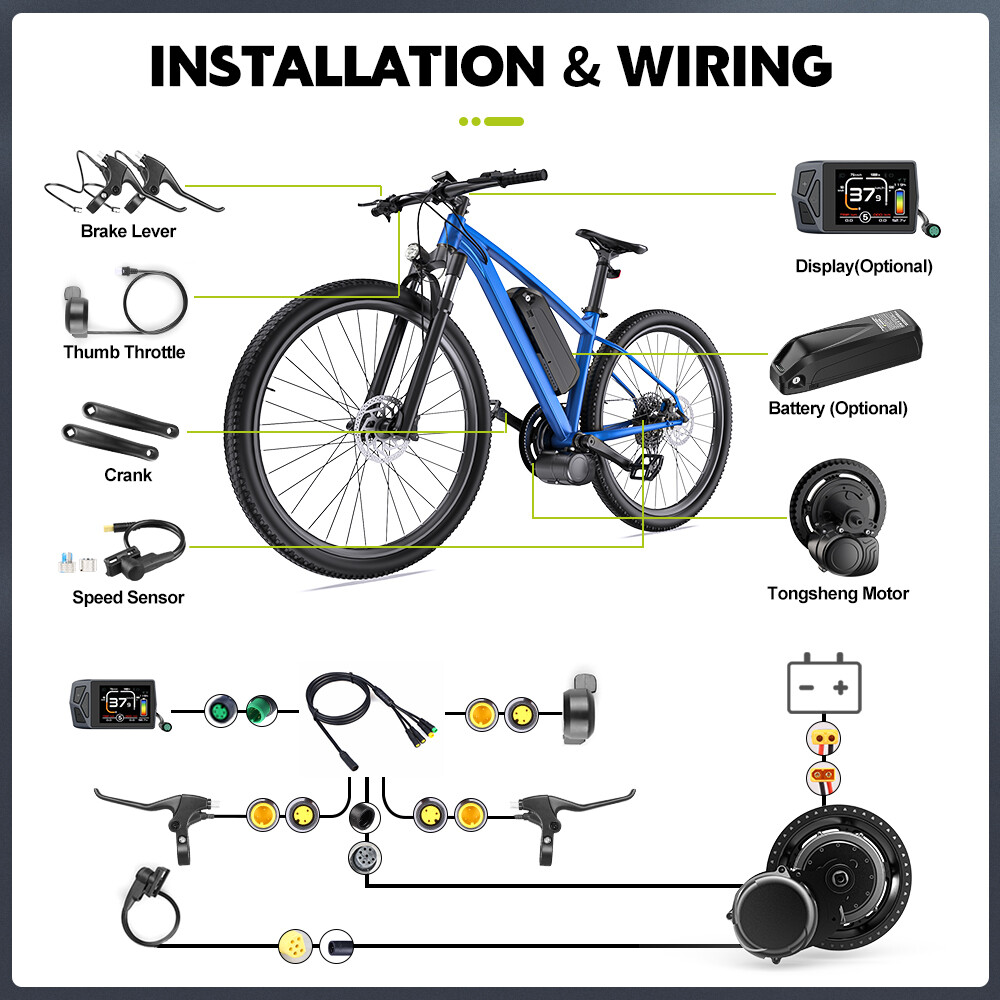Tongsheng 48V 750W Mid Drive Motor Torque Sensor Electric Bike Conversion Kit US