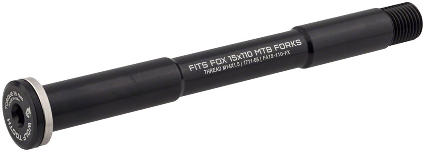 Wolf Tooth Front Thru Axle – FOX, 15 x 110mm, Black