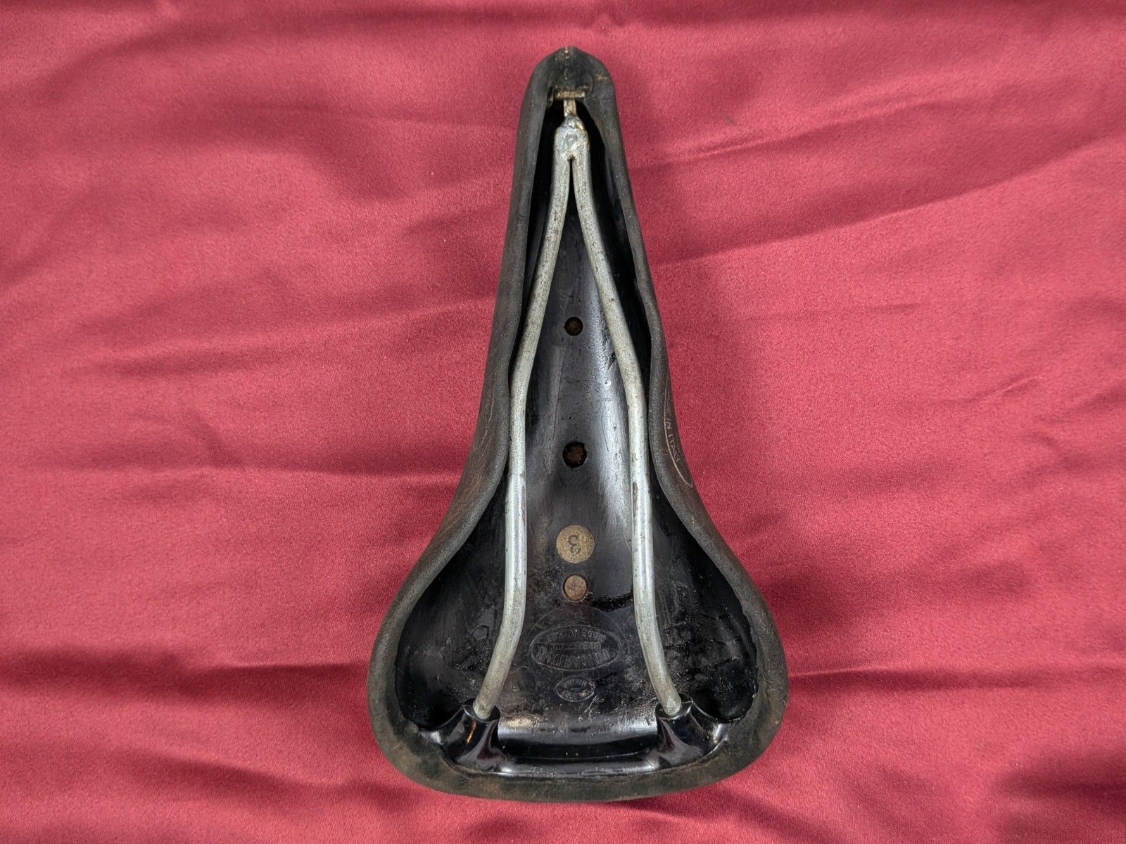 VTG Cinelli Unicanitor Leather Saddle Black Suede Narrow 27x15cm Road Bike SA13