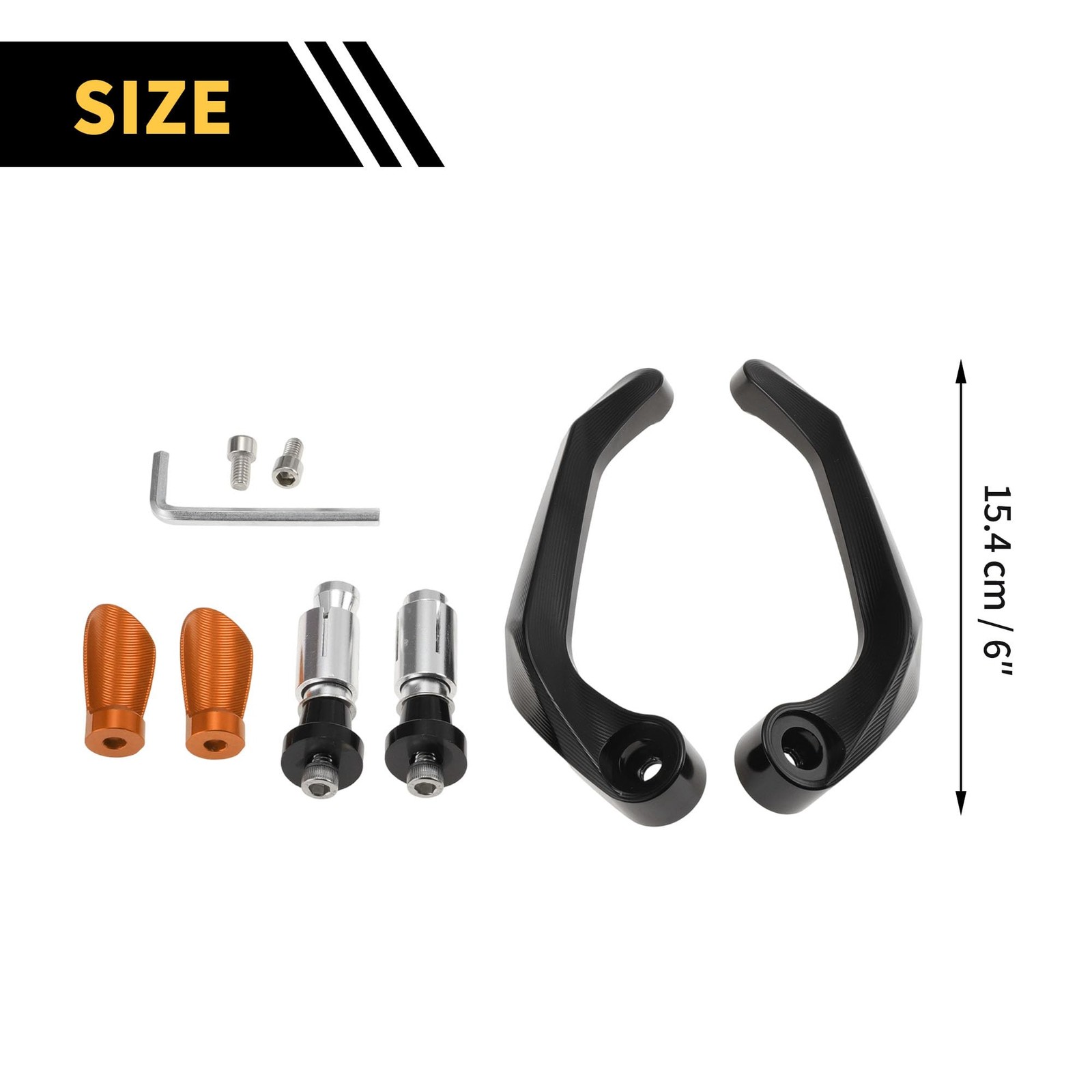 Universal CNC Aluminum Alloy Motorcycle Handguards-Heavy Duty Handle Orange 6″