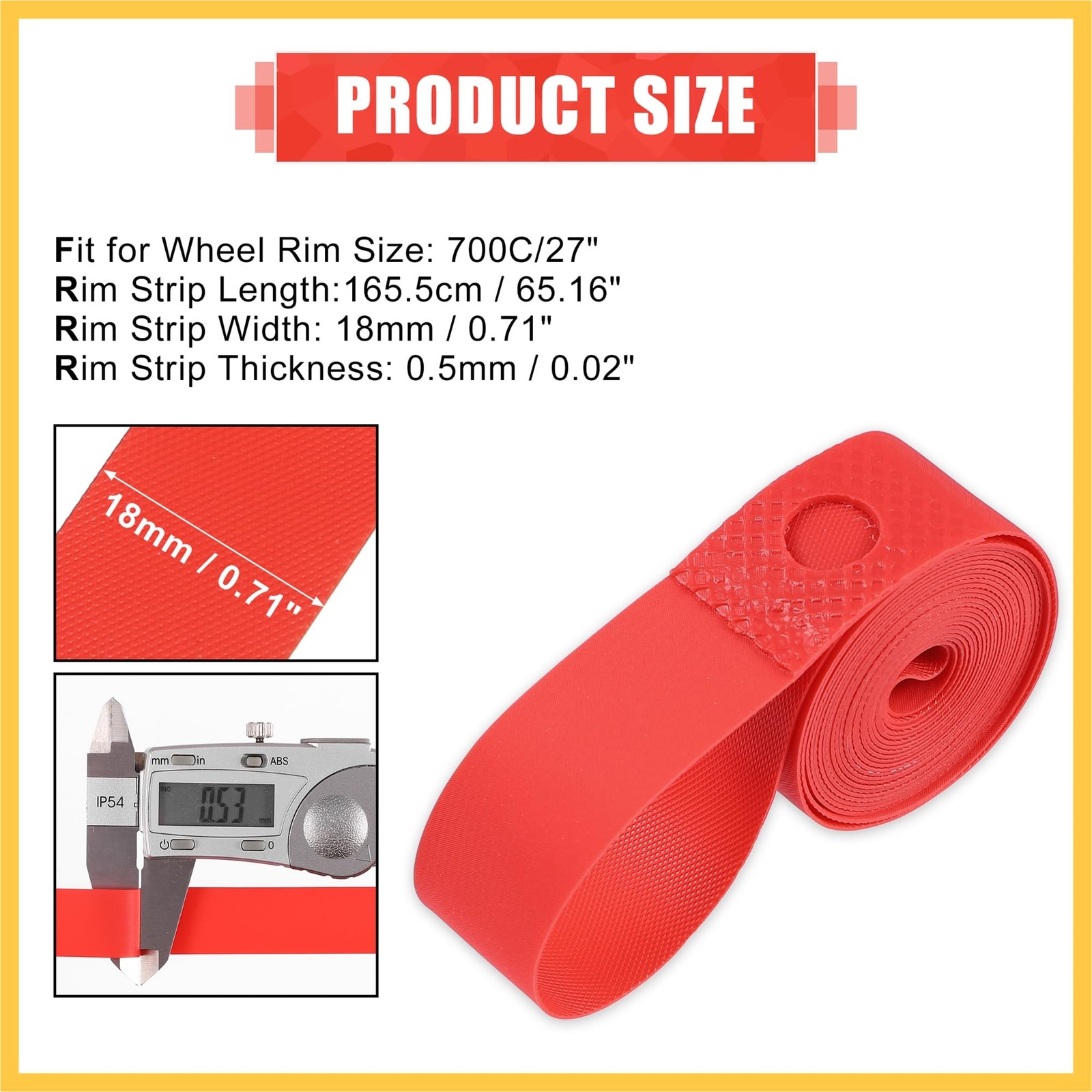 Bicycle Wheel Rim Strip Tape Liners High Pressure Inner Tube Protector Red