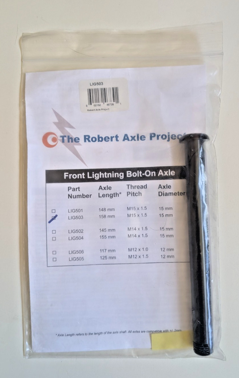 Robert Axle Project Front Lightning Bolt-On Axle LIG503 158mm M15 x 1.5 15mm