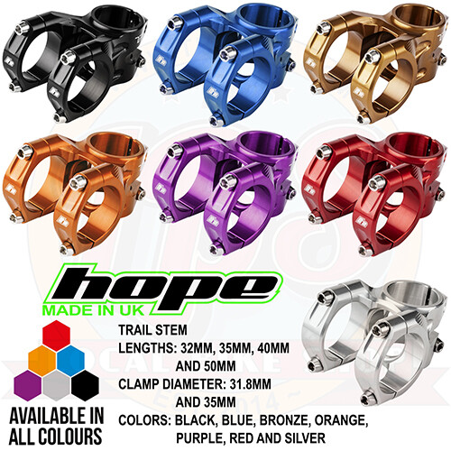 Hope Trail Stem 32, 35, 40, 50mm Length 31.8mm 35mm Bar – All options – New