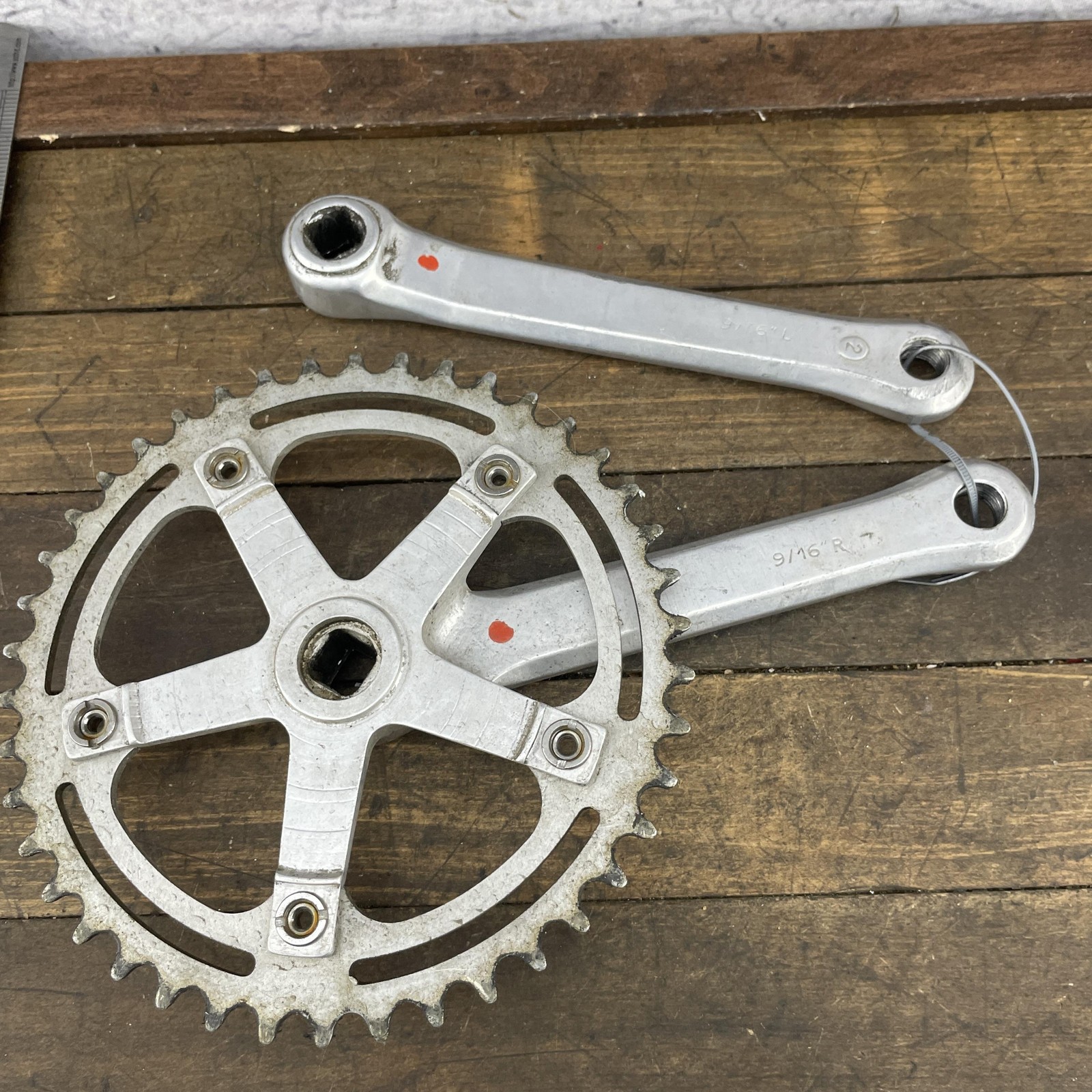 Vintage Nervar Crankset 170 mm Single Chainring 9/16 Alloy BMX Road Bike Silver