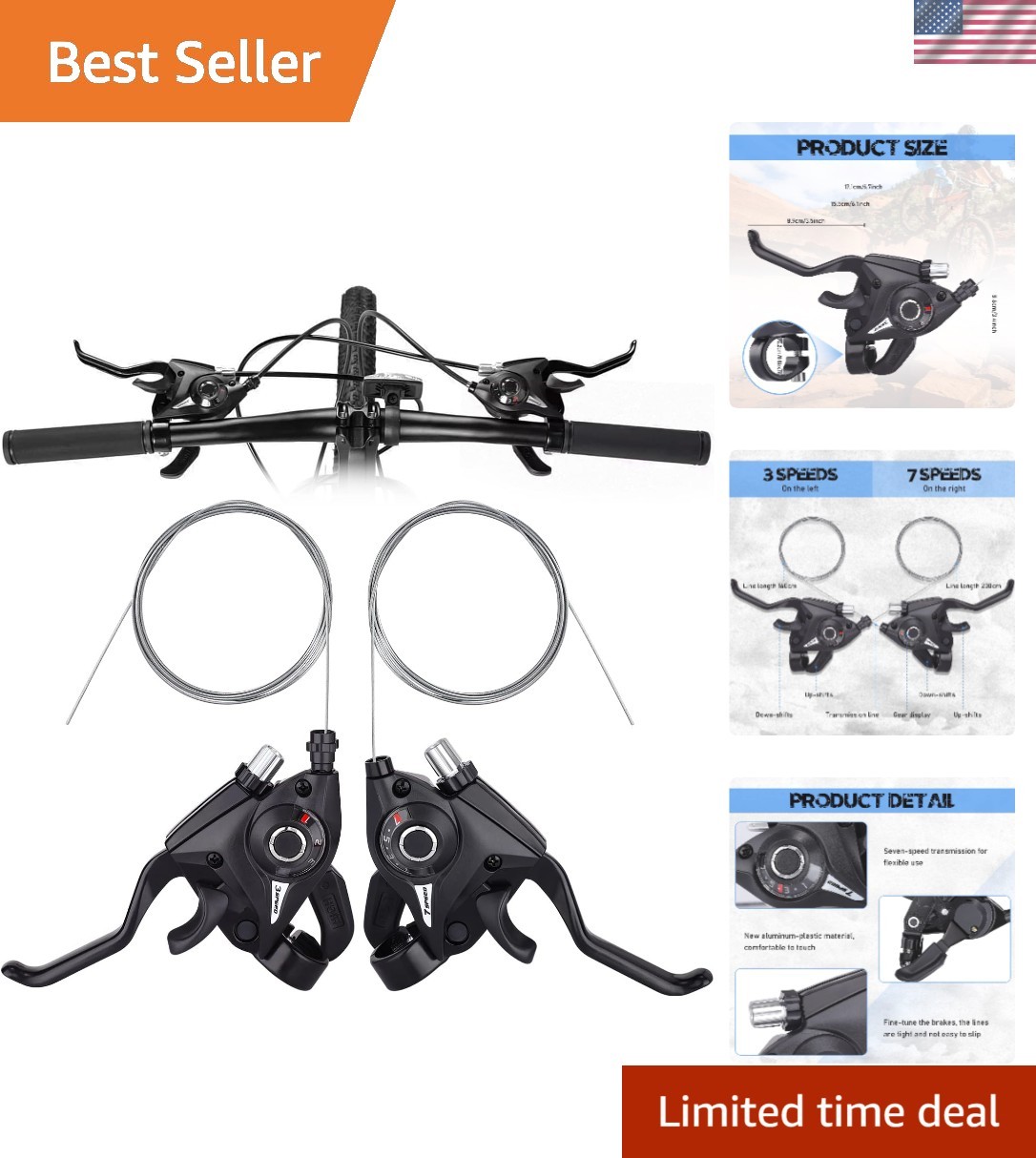 Ergonomic 3×7 21 Speed Brake Shifter Set with Shift Cable for Easy Install