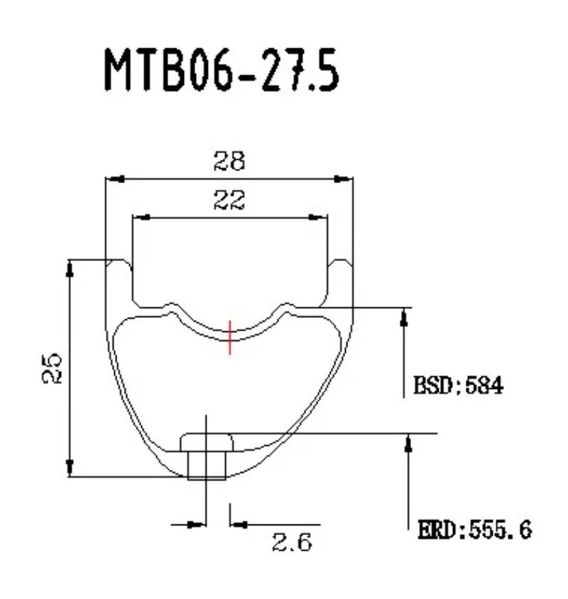 Carbon MTB Rim 29er/27.5er Asymmetry 28 External Width 22mm Internal Tubeless