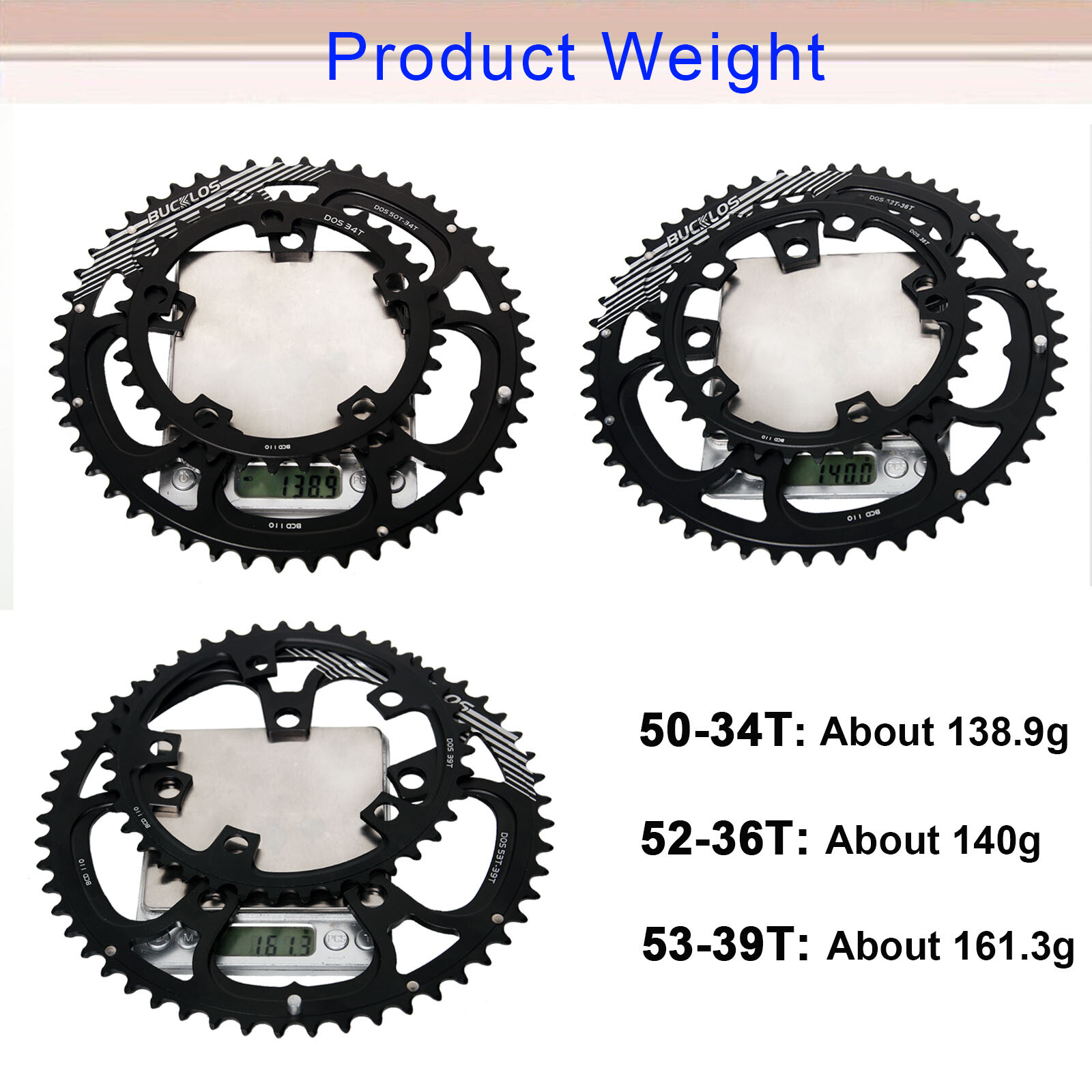 110BCD Double Chainring 34 36 39 50 53 53T Road Bike Round Chain Ring For 8-11S