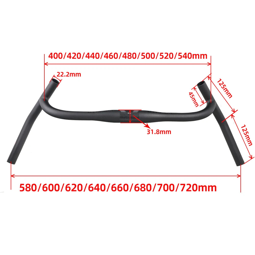 Carbon Gravel H Handlebar Big Flare Bar Cycle Cross Road MTB Bicycle Handlebars
