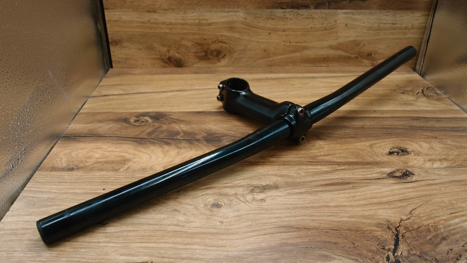 1990’s aluminium flat handlebar + ahead stem 1 1/8 in black