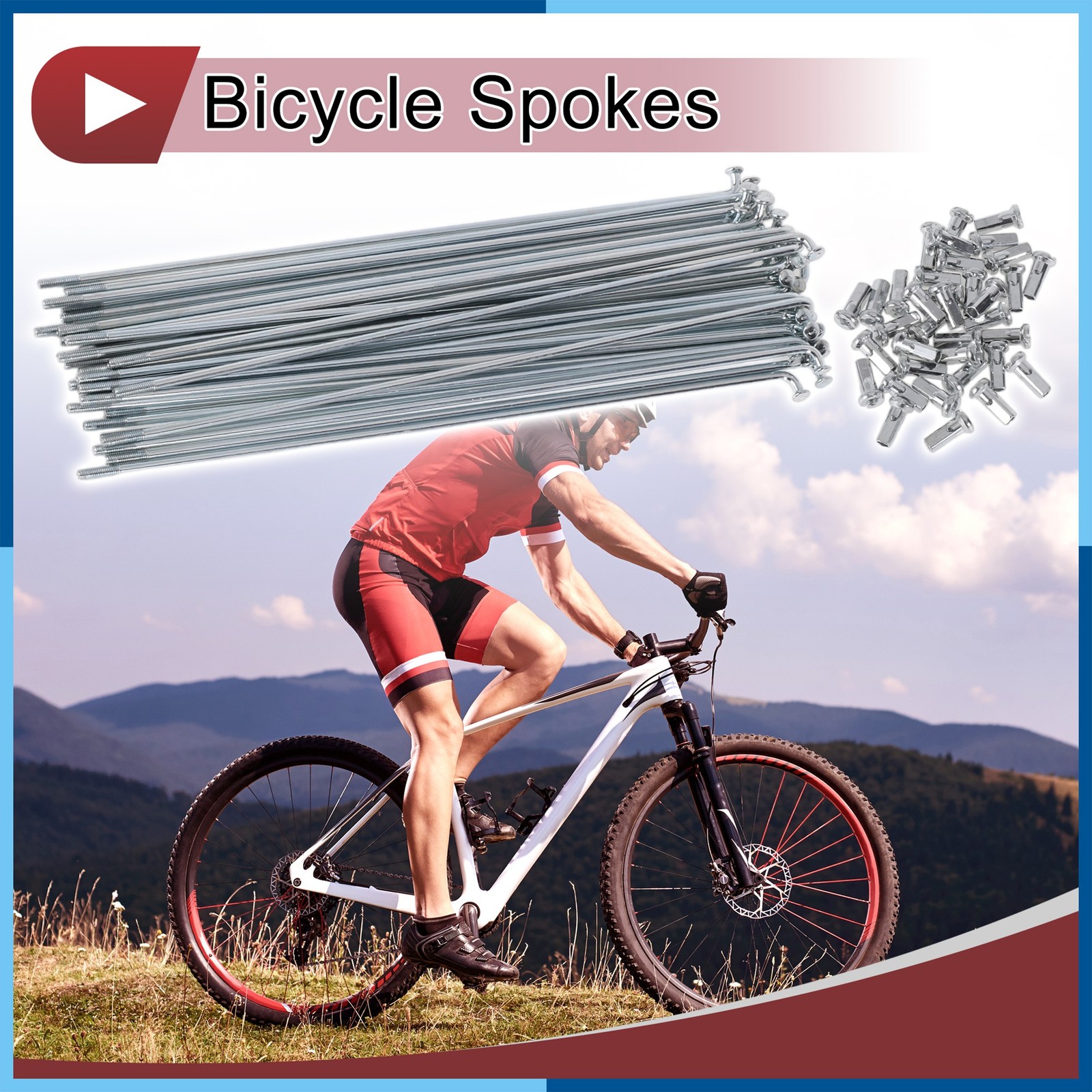 36Set 12G Bicycle Spokes 185mm Bike Wheel Spokes 45 Steel Galvanized Silver Tone