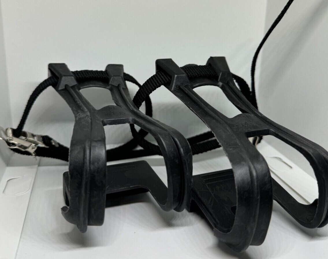 Pedal Toe Clips with Straps and hardware Cycling MTB Road Mountain Bike – pair