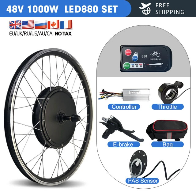 E-bike Conversion Kit 48V 1000W Brushless Gearless Rear Rotate Hub Motor Wheel