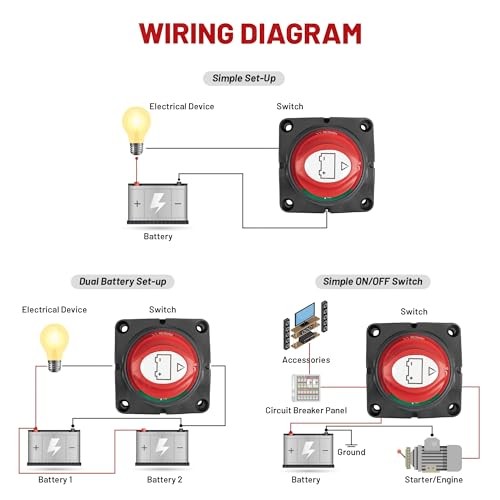On-Off Battery Switch DC 12V-48V 275A, Heavy Duty Marine Power On-Off Switch