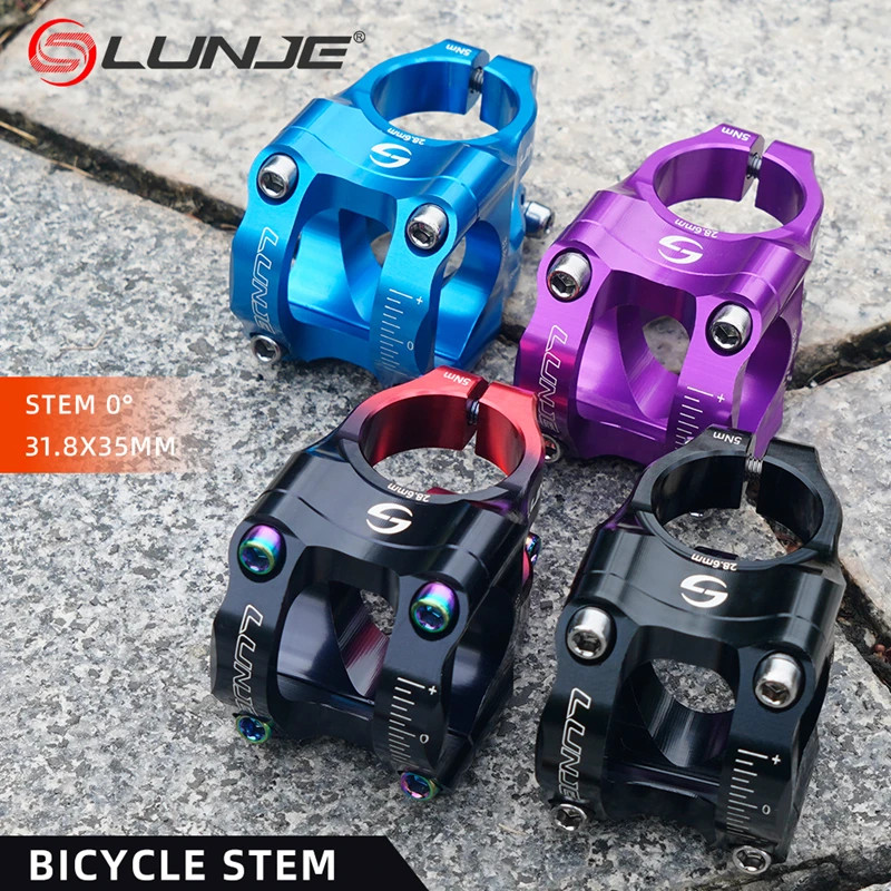 LUNJE 31.8mm MTB Bike Stem CNC Aluminum Alloy Short Handlebar Riser Road Bicycle