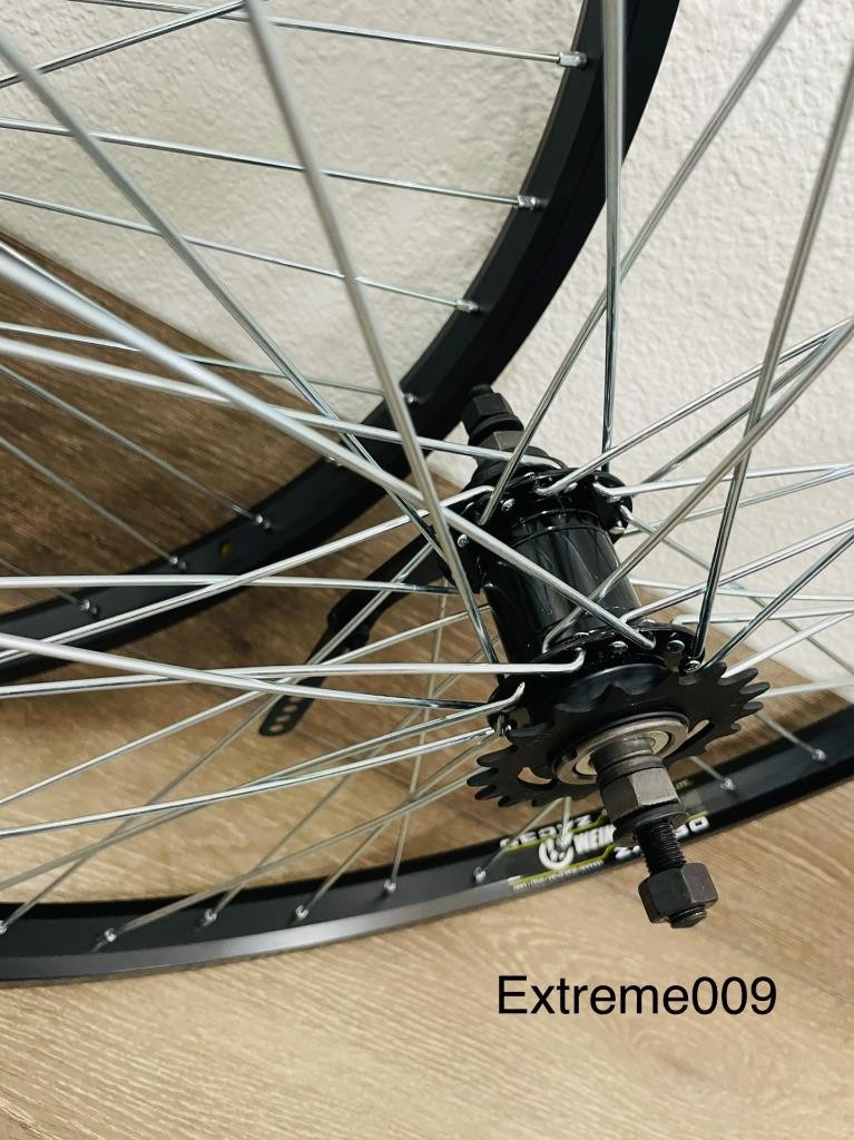 26″ Weinmann Bicycle Alloy Black Chrome Wheels 36 Spoke Front & Rear Coaster 12g